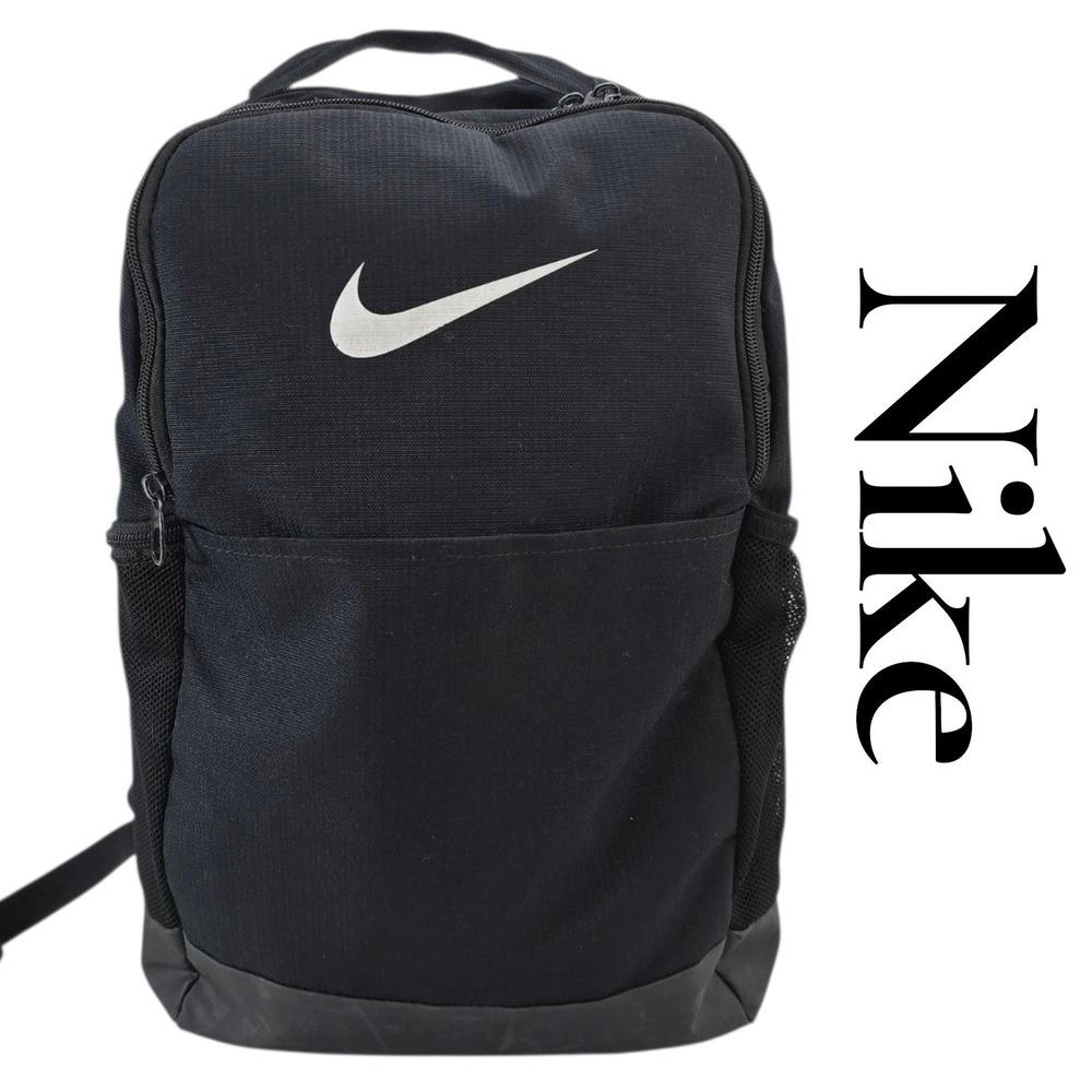 Nike Backpack Unisex Black Polyester Swoosh School Gym Travel Sporty Bag